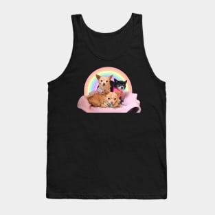 Three Chihuahuas in a rainbow basket Tank Top